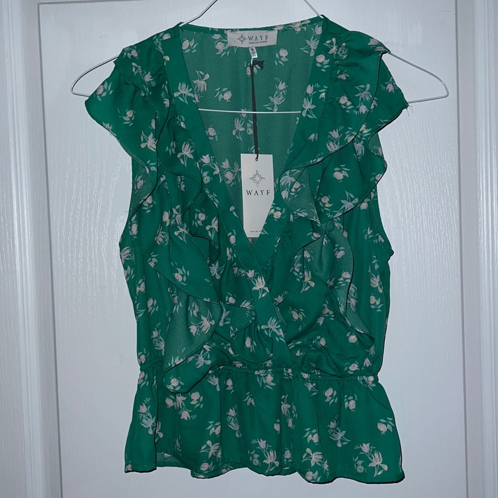 WAYF ruffle peplum top